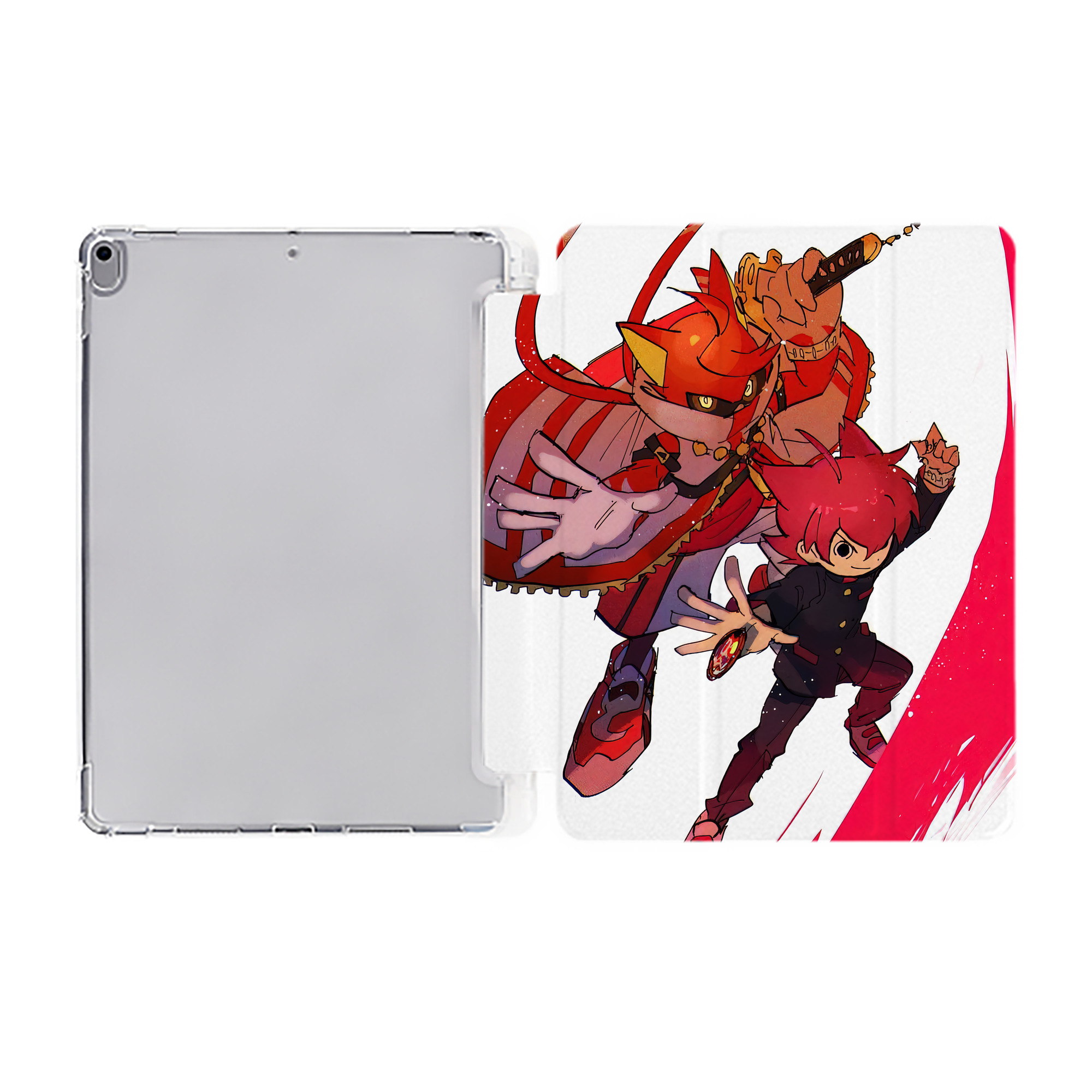 （画像用） 妖怪ウォッチ Yo-kai Watch IPad ケース ペン収納付き 三つ折りスタンド PUレザー×シリコン 対応機種9.5/10.5/10.9インチ